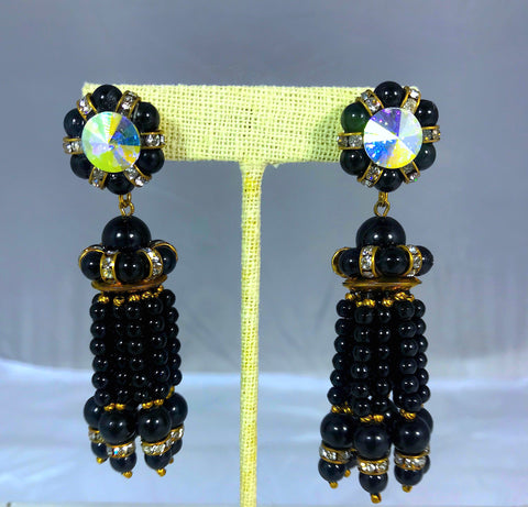 Onyx Tassel Earrings